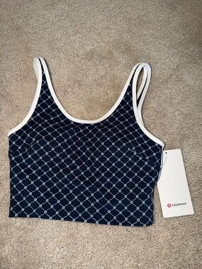 lululemon athletica Navy and White Patterned Crop Tank